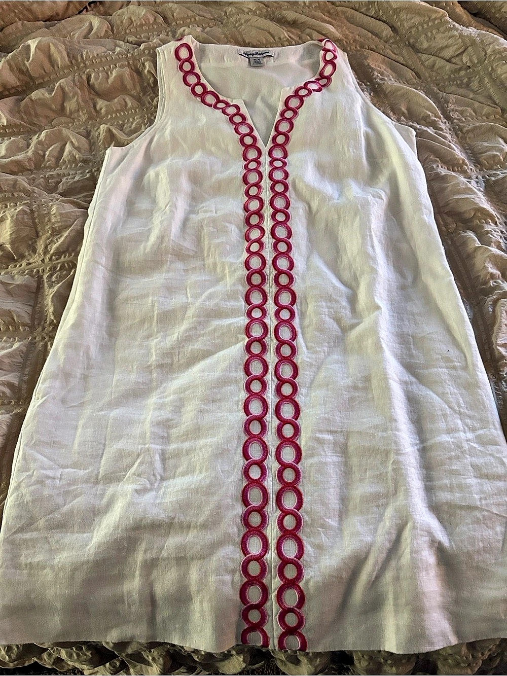 Tommy Bahama White & Pink Trim Dress